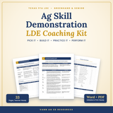 Ag Skill Demonstration LDE Coaching Kit cover, 33-page team coaching system with example script and practice scoresheet