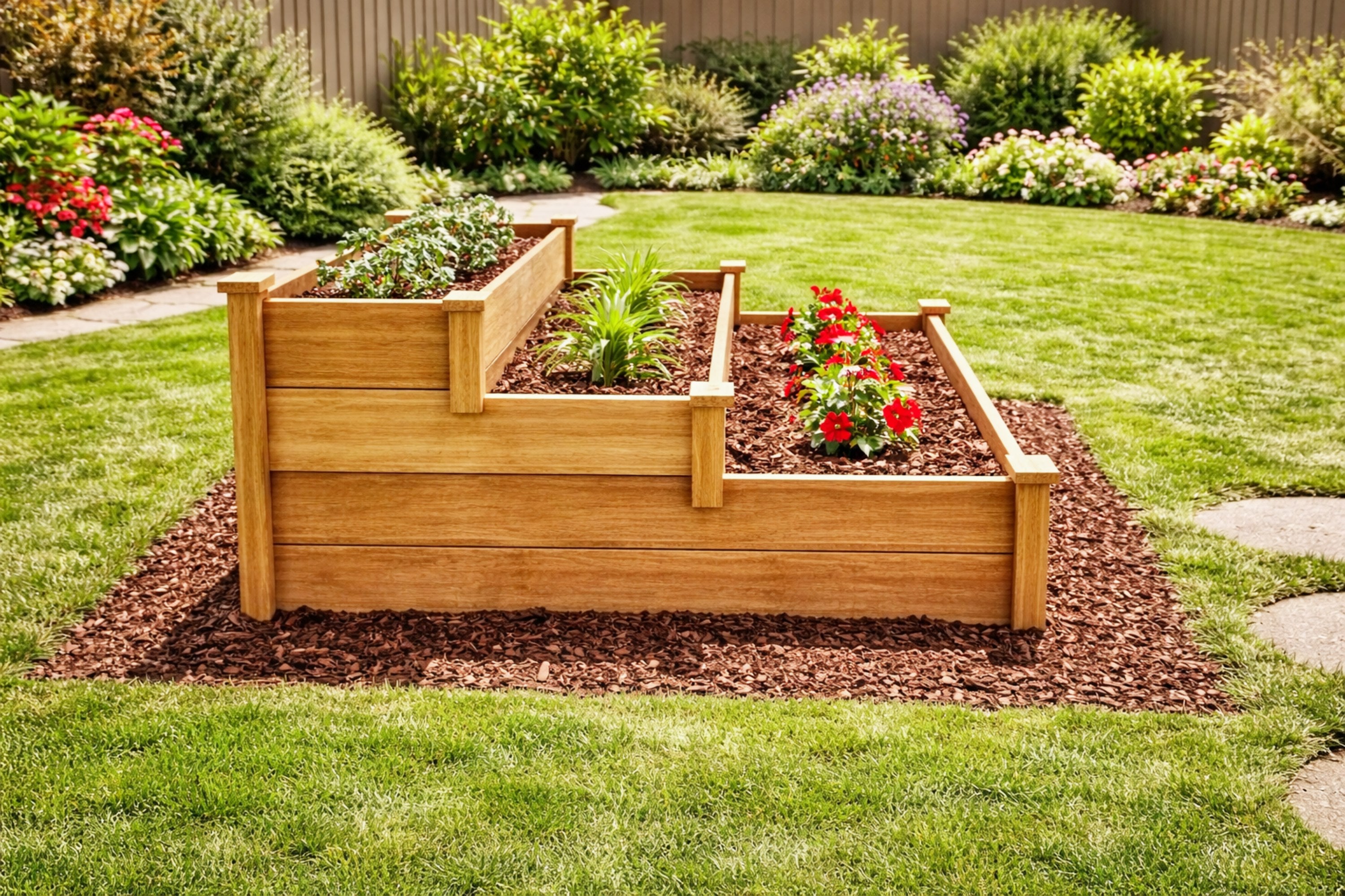 3 Tier Raised Garden Bed Plans PDF | DIY Wooden Planter Box Plans | Vertical Garden Plan | Raised Planter Bed DIY | Outdoor Woodworking Project