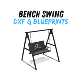 Steel bench swing with freestanding A-frame stand and decorative three-cross cutout design