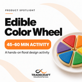Edible 12-part color wheel made from frosted cookies, a floral design color theory classroom kit