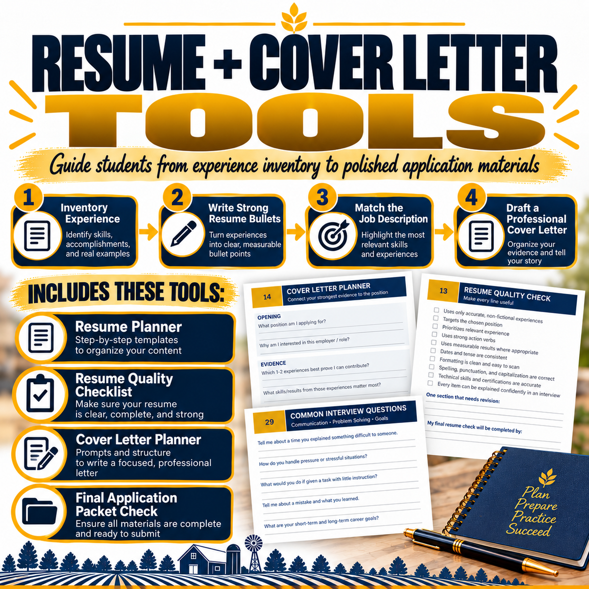 FFA Job Interview Practice Workbook | Resume, Cover Letter & Interview Prep