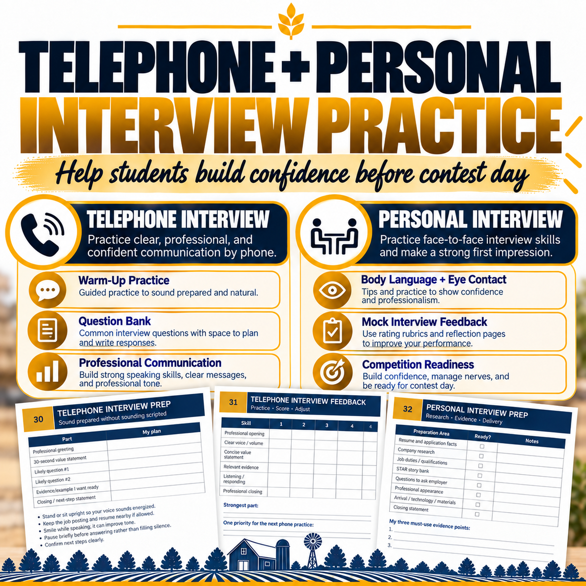 FFA Job Interview Practice Workbook | Resume, Cover Letter & Interview Prep