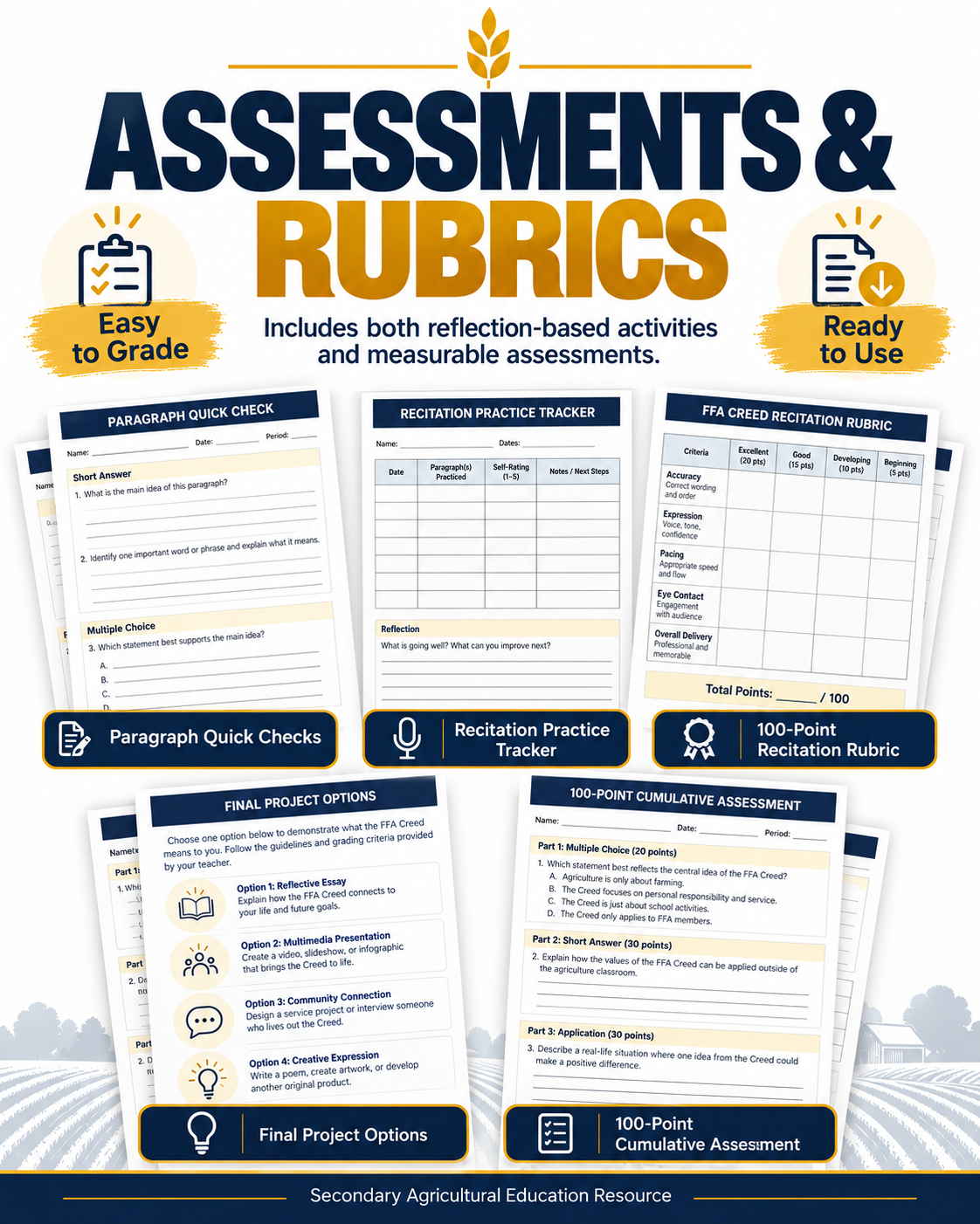 FFA Creed Complete Unit | 5-Day Lessons, Activities, Quizzes, Project & Recitation