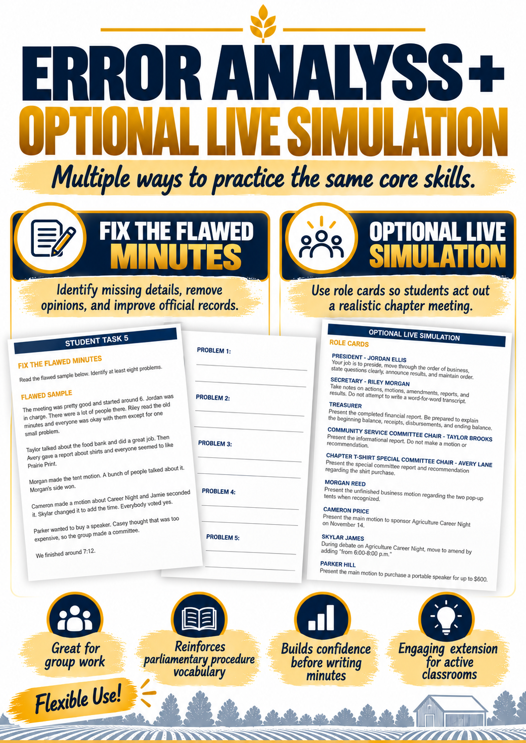 FFA Meeting Minutes & Reports Simulation | Treasurer & Committee Reports