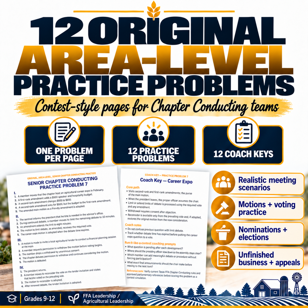 FFA Parliamentary Procedure Practice Pack | Chapter Conducting Problems & Motions
