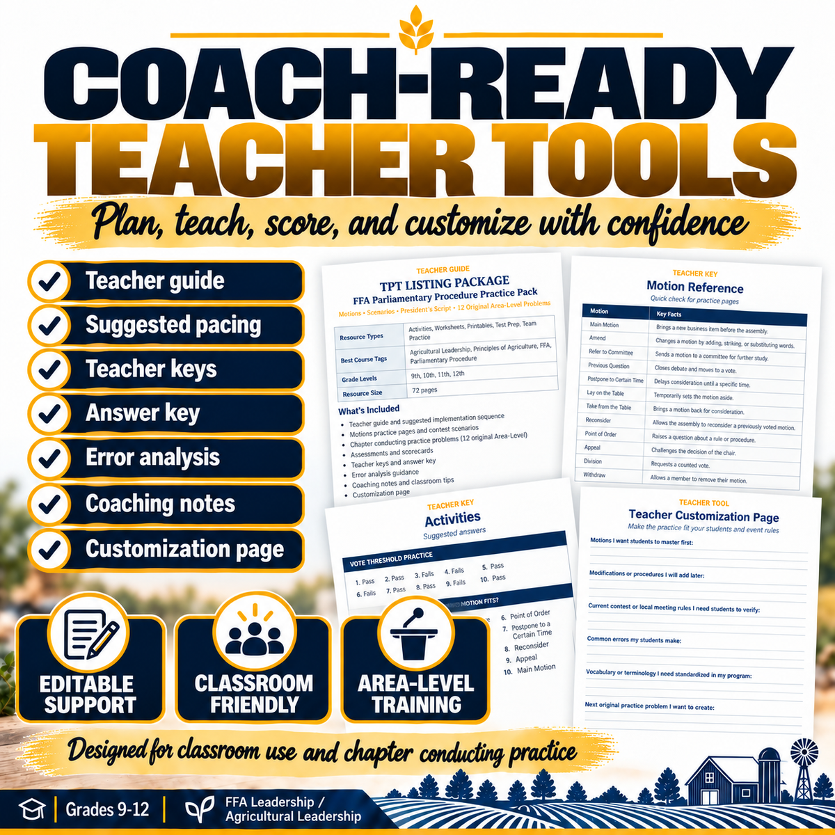 FFA Parliamentary Procedure Practice Pack | Chapter Conducting Problems & Motions