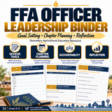 FFA Officer Leadership Binder cover, full-year officer team planning and goal-setting system