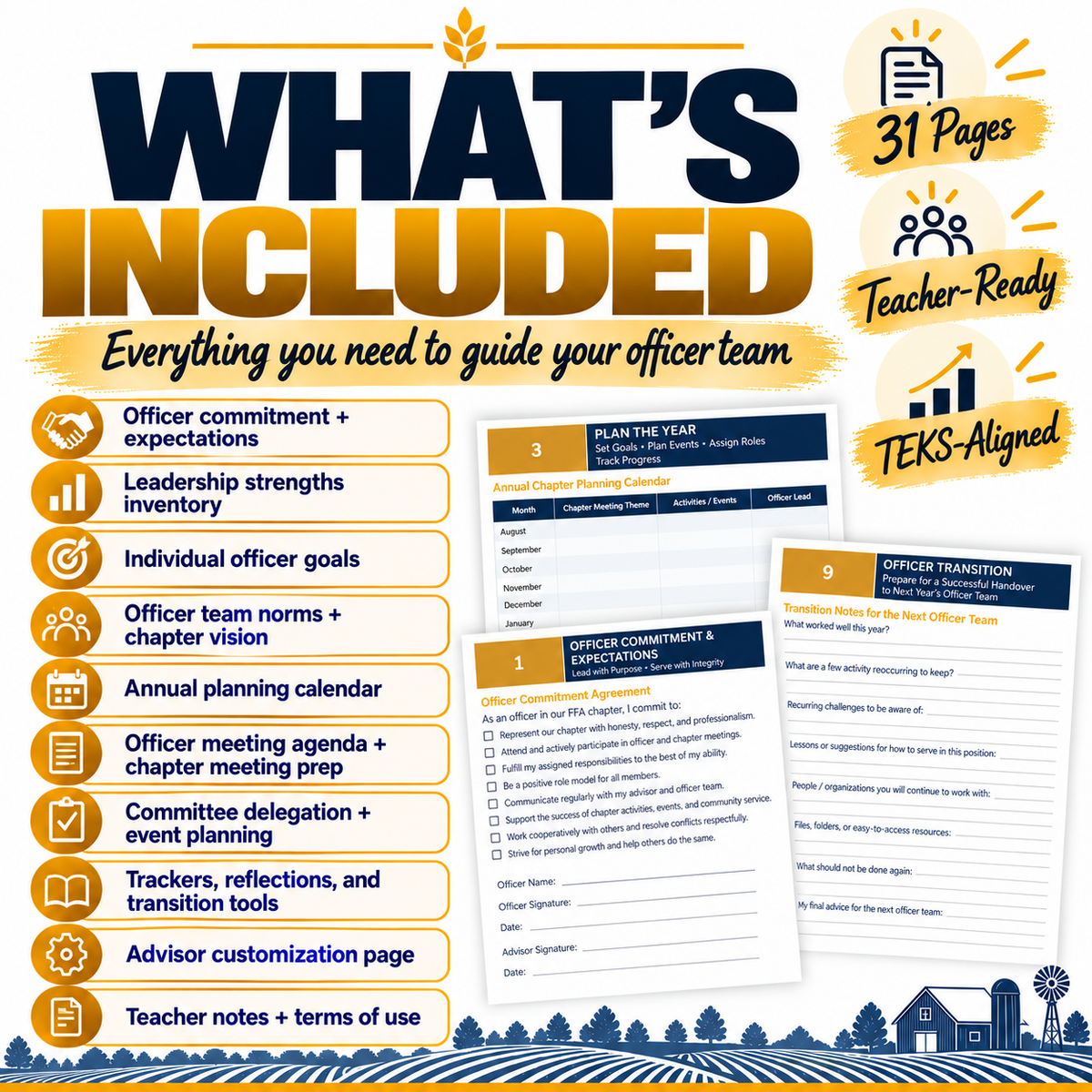 FFA Officer Leadership Binder | Goal Setting, Meetings & Chapter Planning