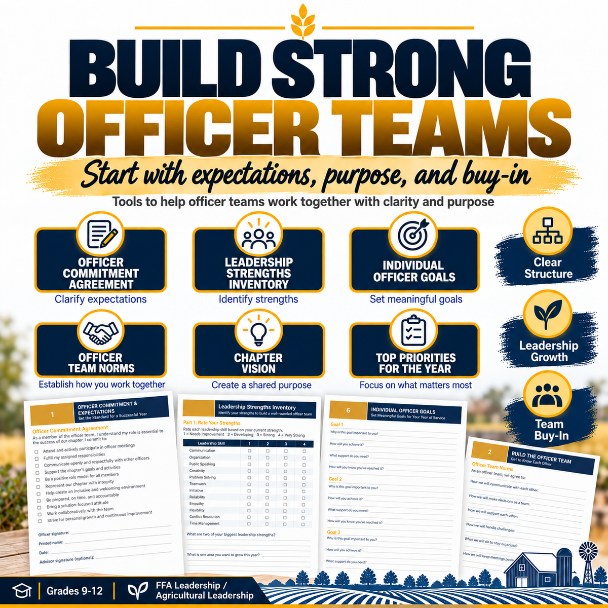 FFA Officer Leadership Binder | Goal Setting, Meetings & Chapter Planning