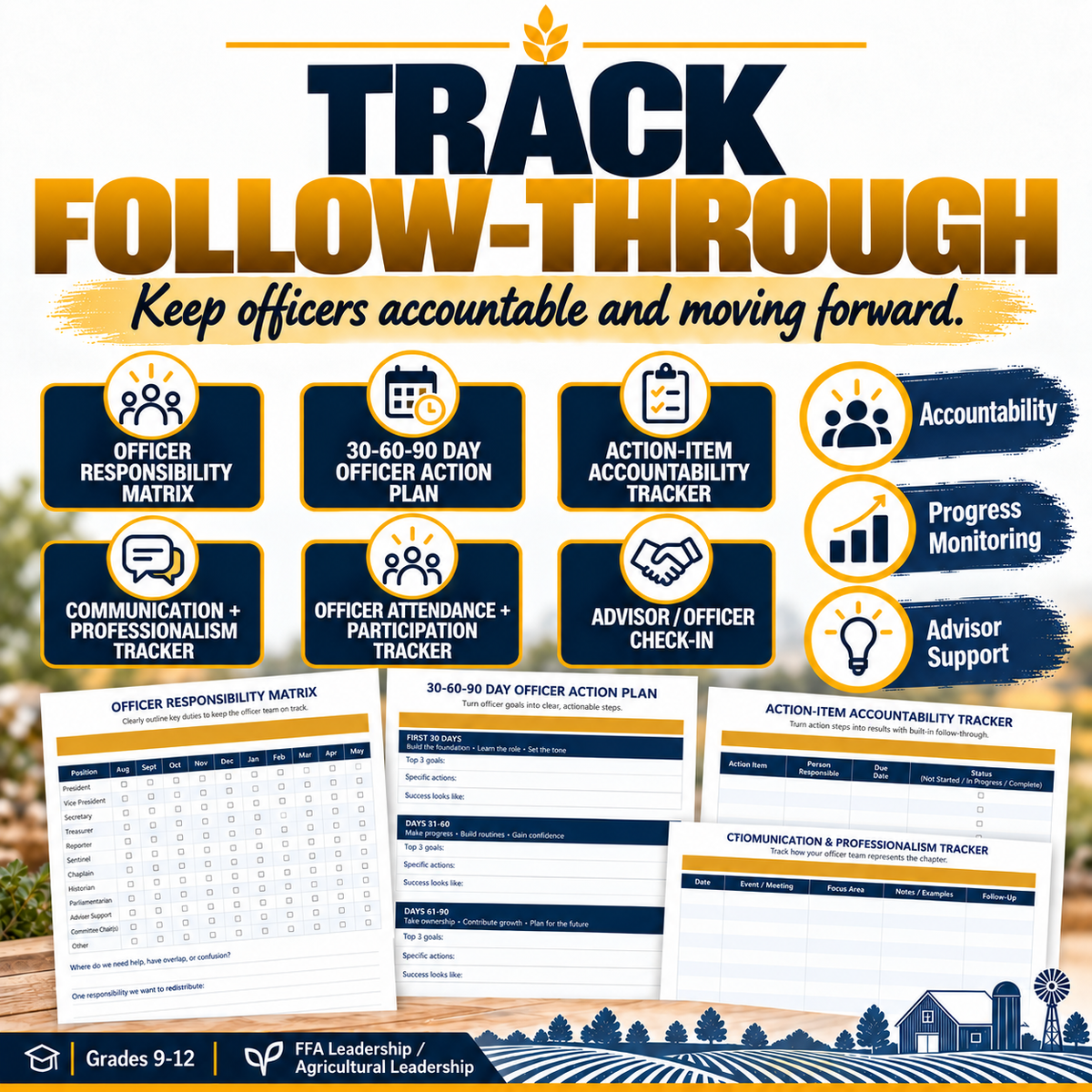 FFA Officer Leadership Binder | Goal Setting, Meetings & Chapter Planning