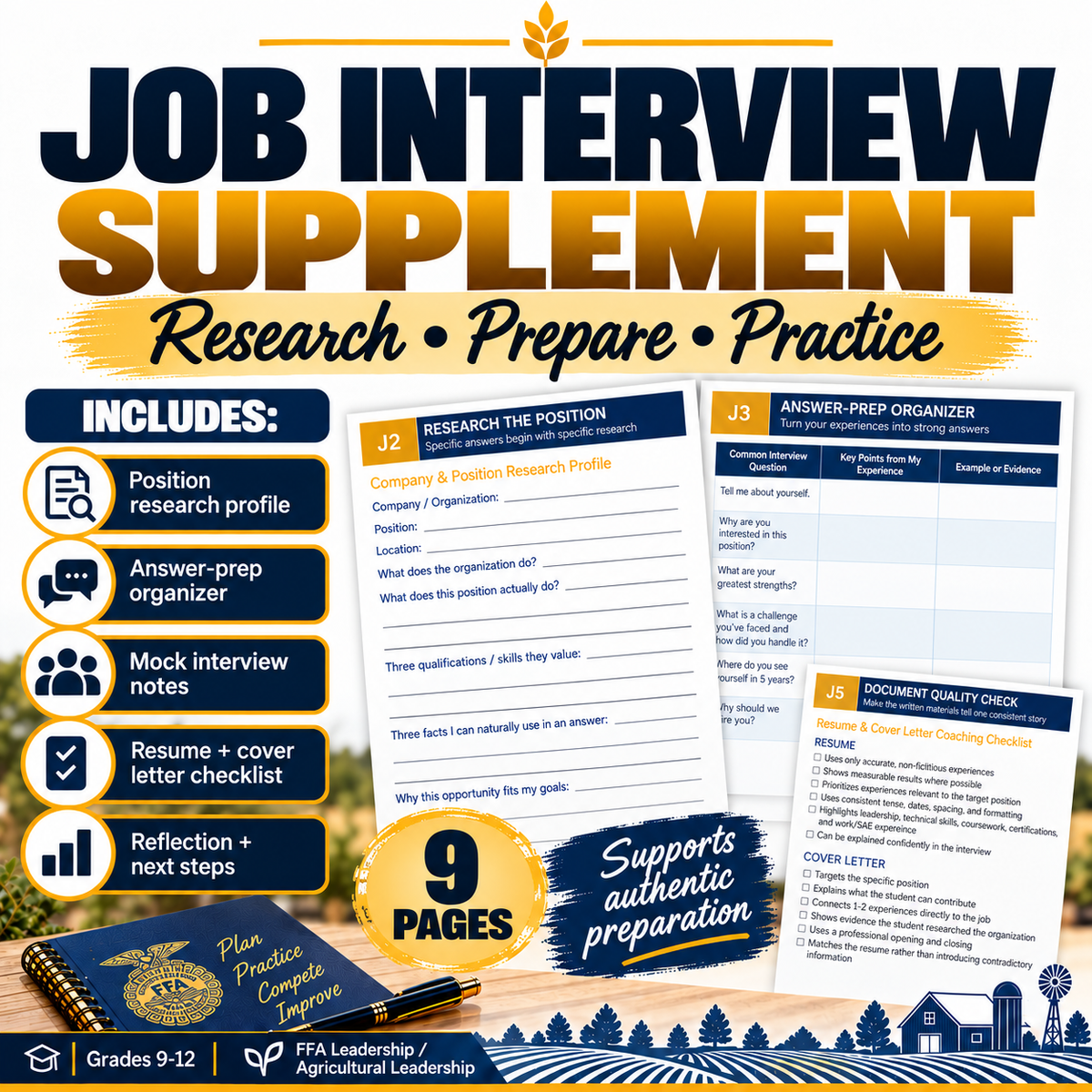 FFA CDE/LDE Team Success Binder | Meats, Chapter Conducting & Job Interview