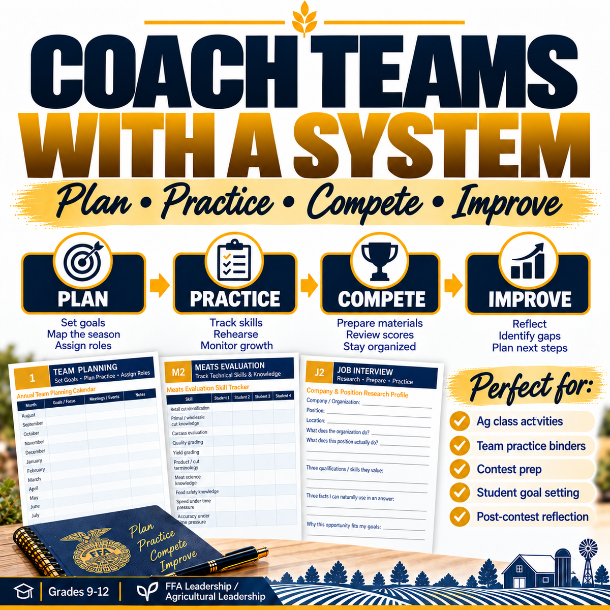 FFA CDE/LDE Team Success Binder | Meats, Chapter Conducting & Job Interview