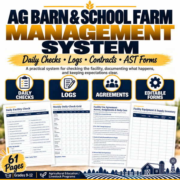Ag Barn & School Farm Management System | Daily Checks, Logs, Contracts & Forms