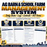 Ag Barn and School Farm Management System cover, 61-page facility checklist and operations binder for agricultural science teachers