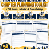 FFA Officer Retreat and Chapter Planning Toolkit cover, 58-page editable officer goal-setting and POA planning system
