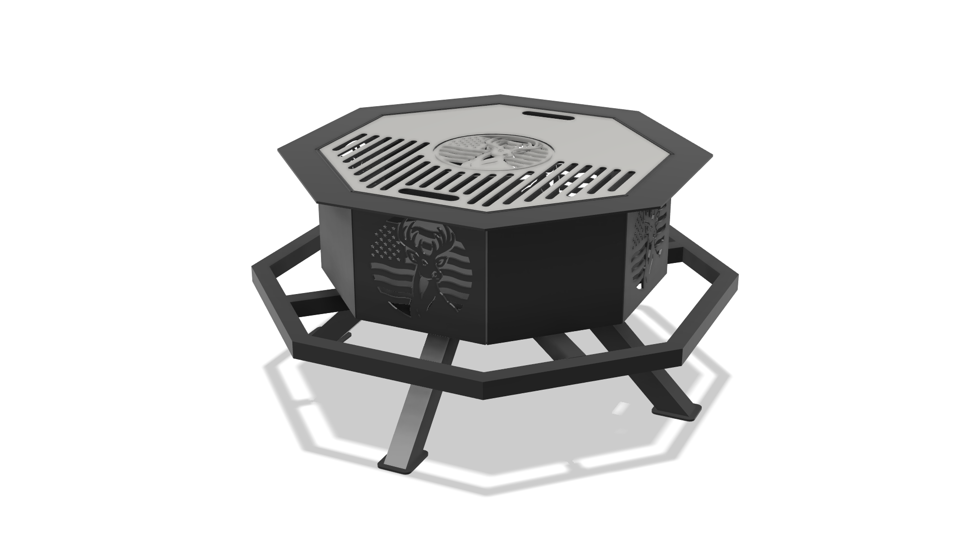 Deer & American Flag Fire Pit DXF and Blueprints