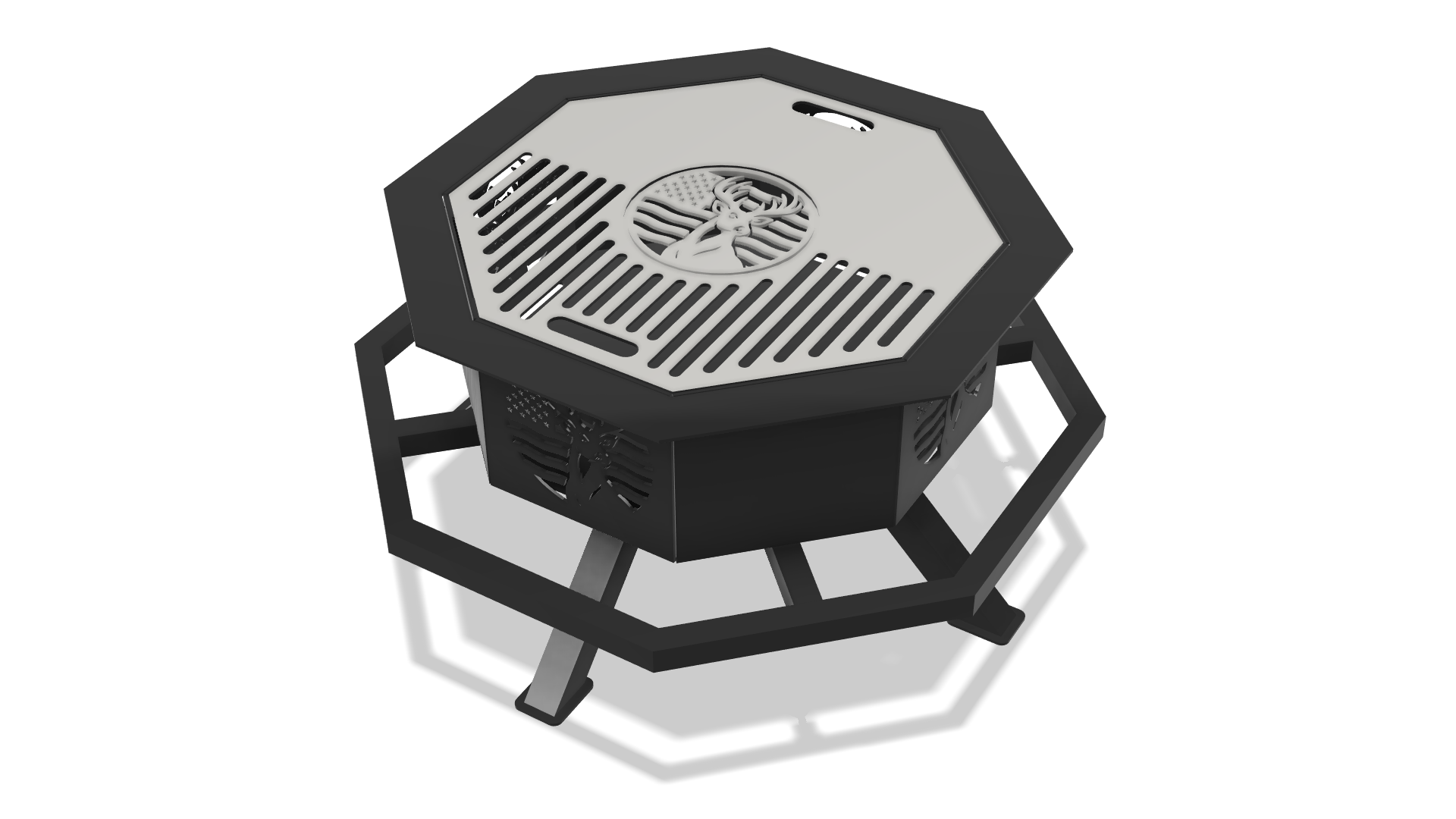 Deer & American Flag Fire Pit DXF and Blueprints