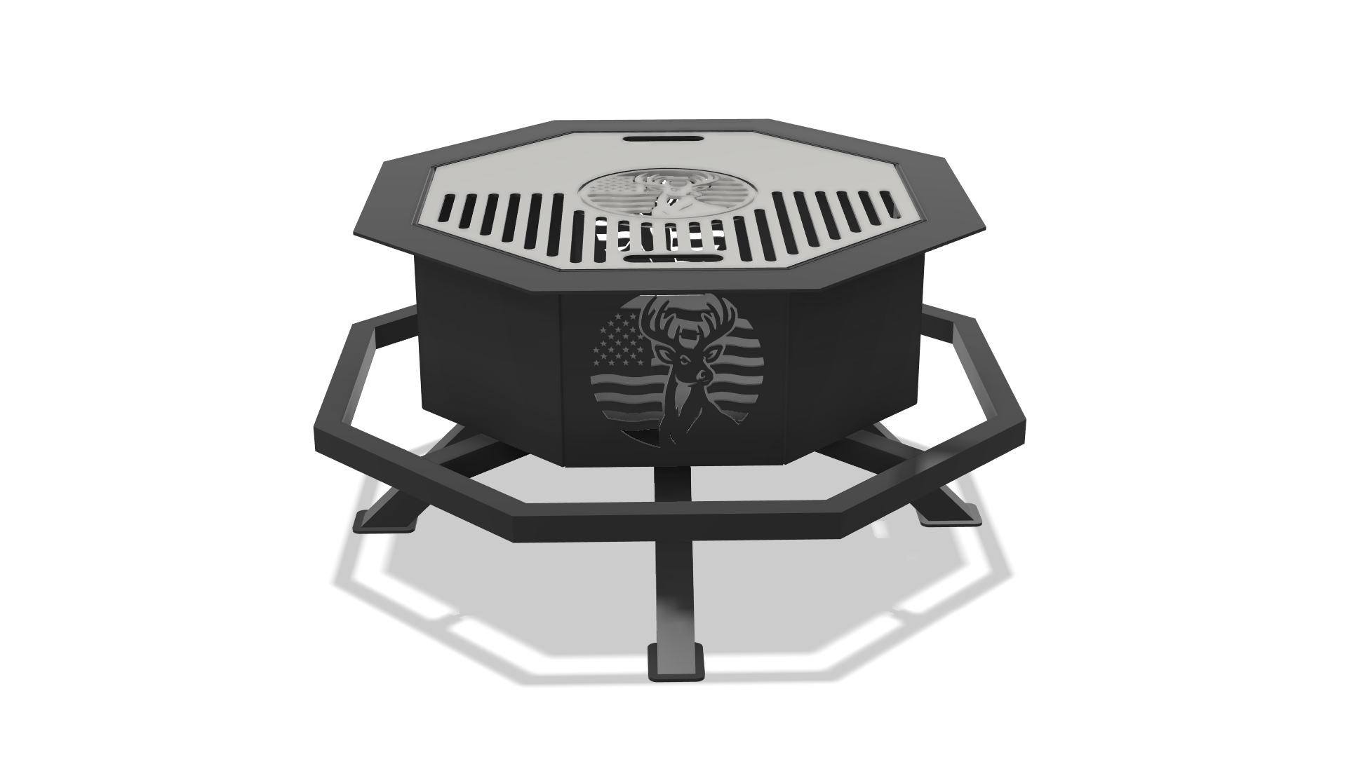 Deer & American Flag Fire Pit DXF and Blueprints