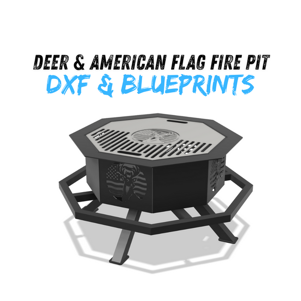 Deer & American Flag Fire Pit DXF and Blueprints