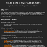 Trade School Flyer Assignment - Agricultural Mechanics Career Research Project