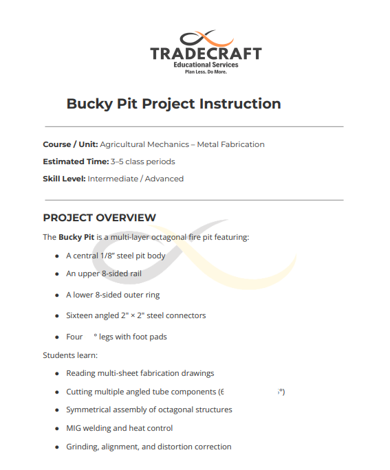 Bucky Pit Project Plan Bundle | Octagonal Steel Fire Pit Metal Fabrication Project