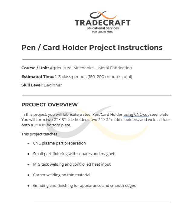Pen / Card Holder Intro Project | Metal Fabrication Shop Project