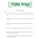 Weekly floral design quiz with plant comparison questions